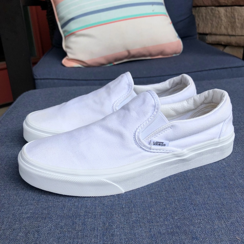 Vans White Slip On Sneakers Women's 7